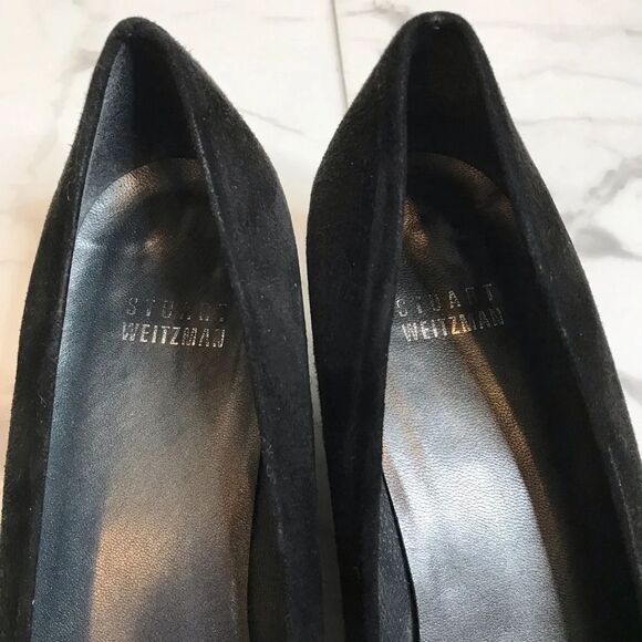 Stuart Weitzman Dotson Black Suede Wedge Heels Narrow Size 8 - Picture 3 of 10